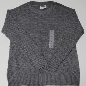 Old Navy Women's Tunic Length Slouchy Gray Crewneck Sweater